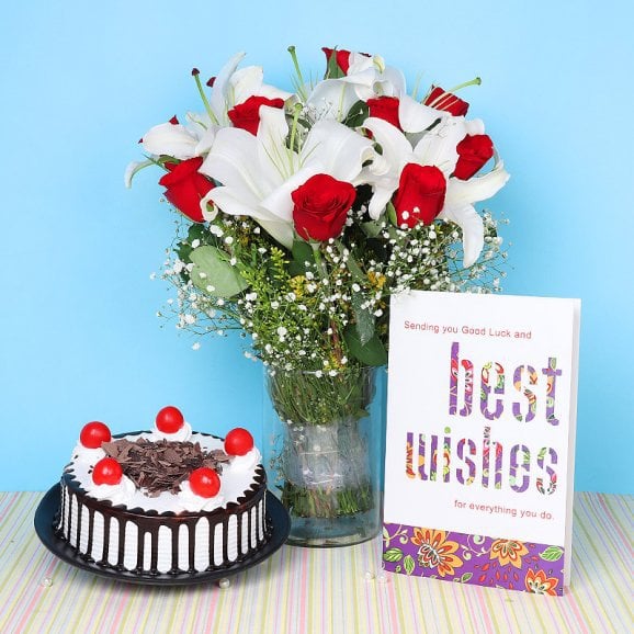 flowers and cake